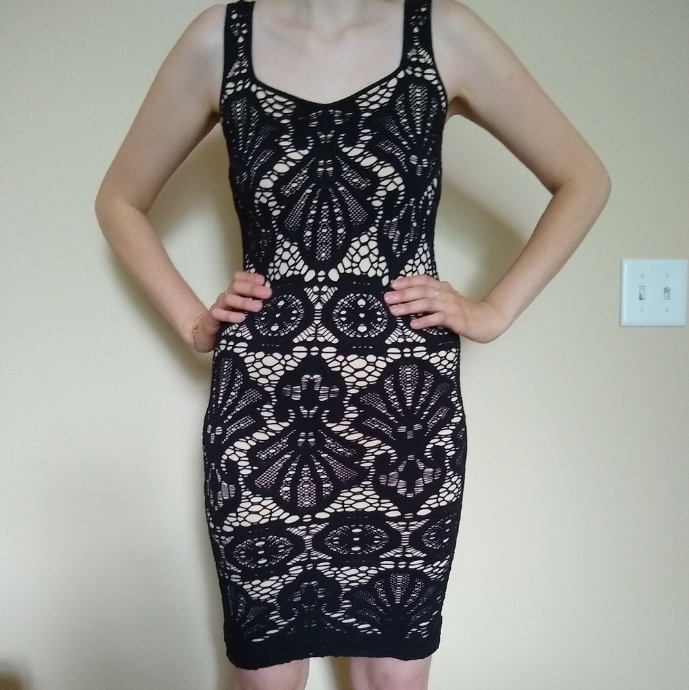 FREE PEOPLE Medallion Slip Body Con Lace Dress